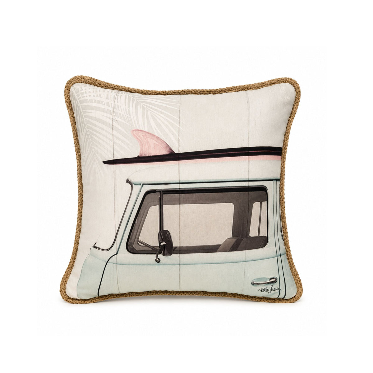 Wanderlust Kombi Surf Bus Cushion by Kelly Lane
